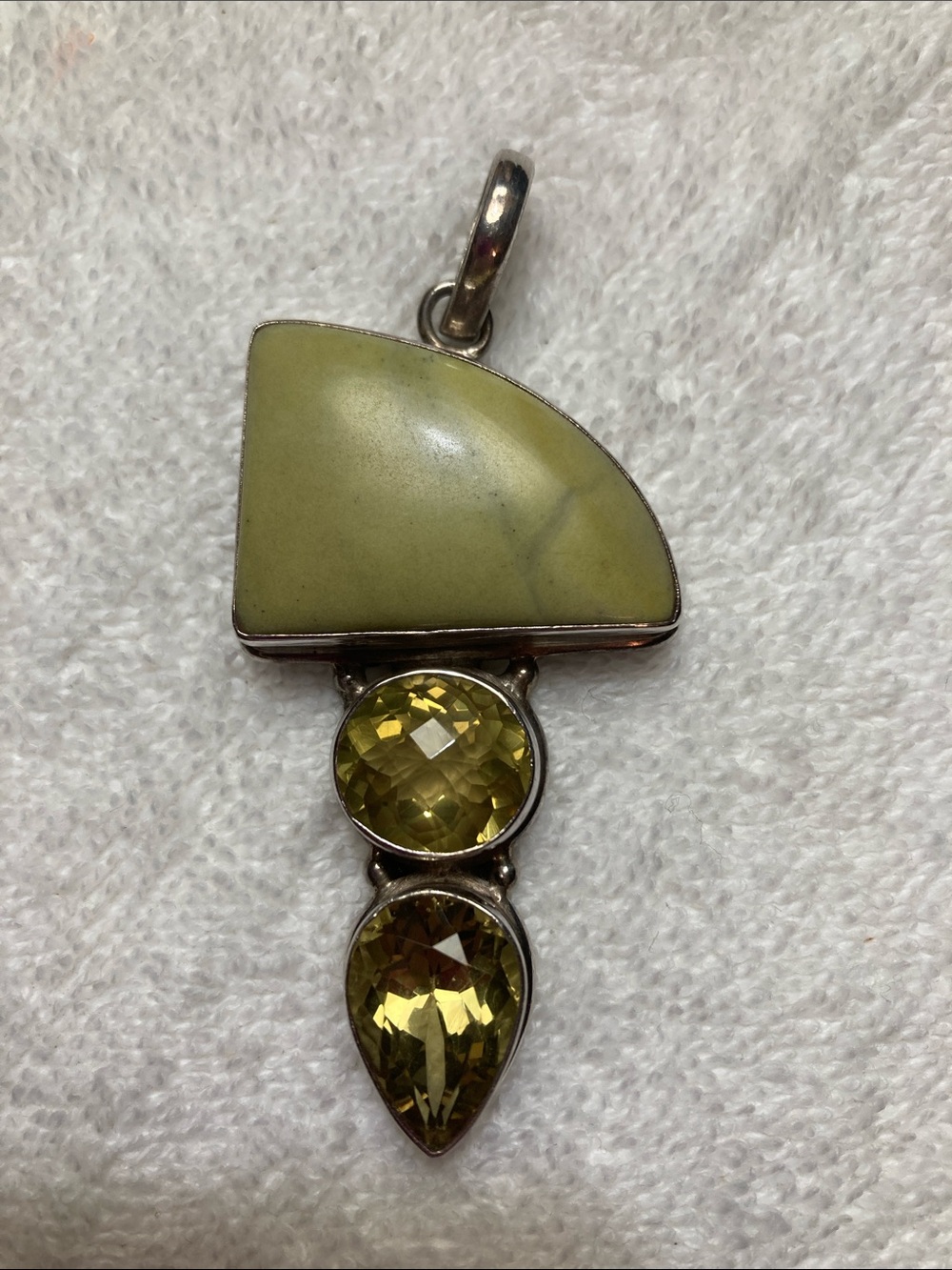 Yellow-Green Gemstone Sterling Pendant Women Jewelry